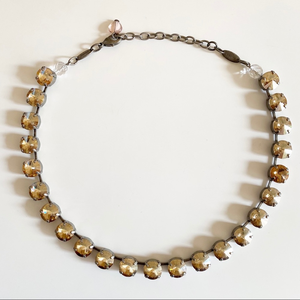Sabika Champagne Manhattan Chunky Crystal Choker Gold Antique Silver - Picture 2 of 11